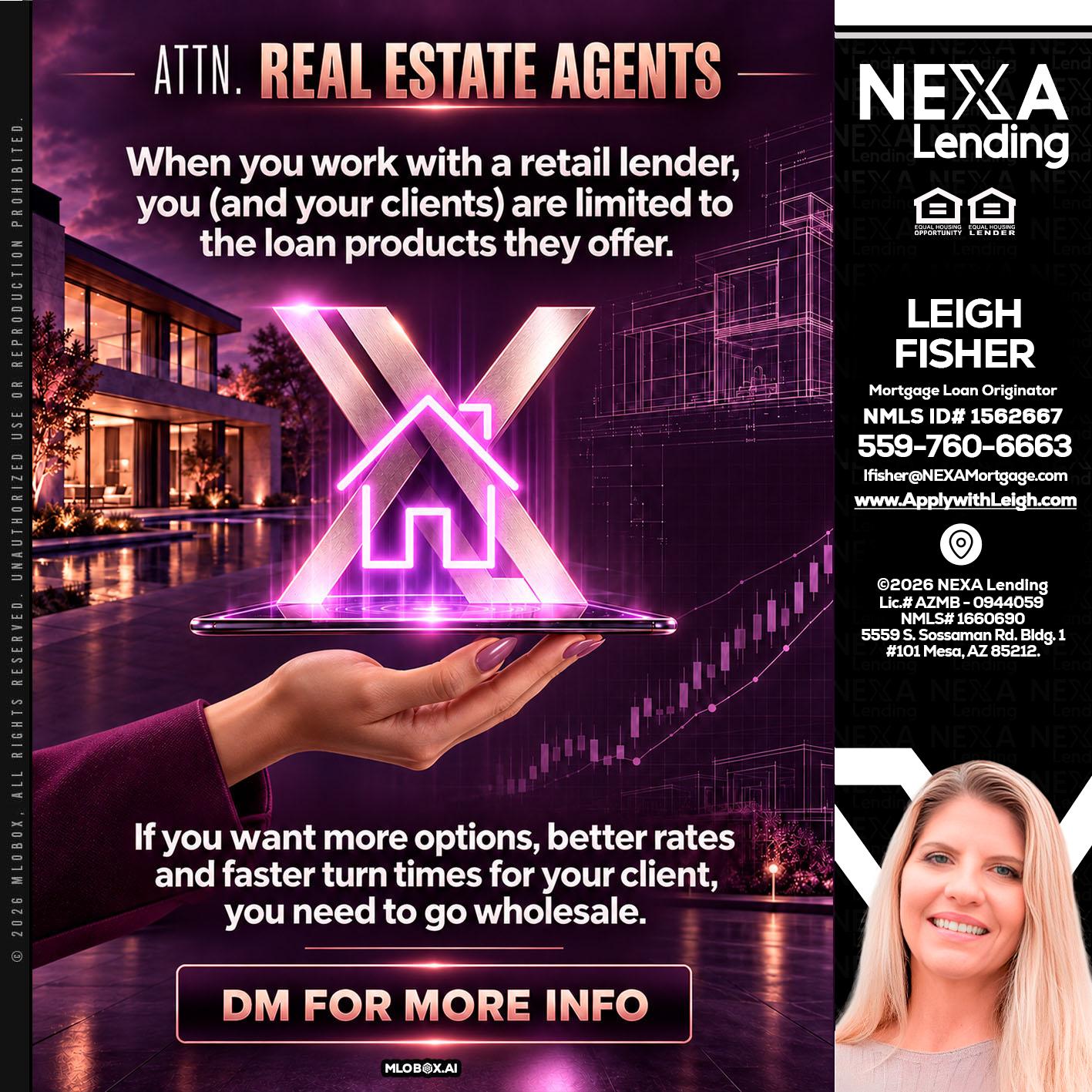 REAL ESTATE AGENTS - Leigh Fisher -Mortgage Loan Originator