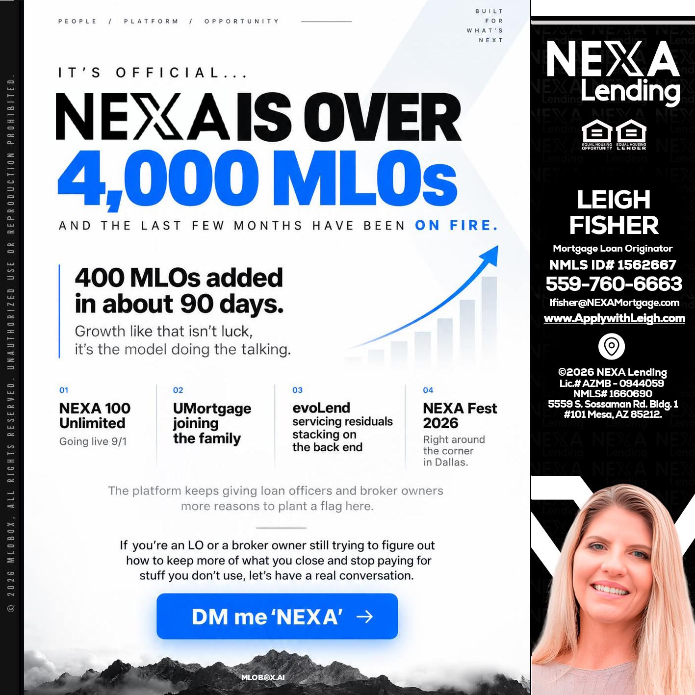 NEXA IS OVER 4000 MLOs - Leigh Fisher -Mortgage Loan Originator